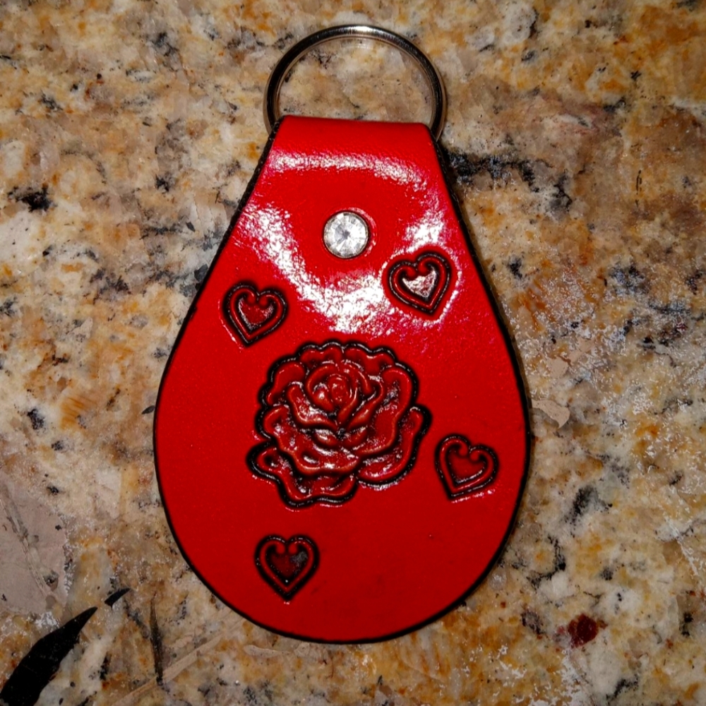 Handcrafted Leather Rose keychain
